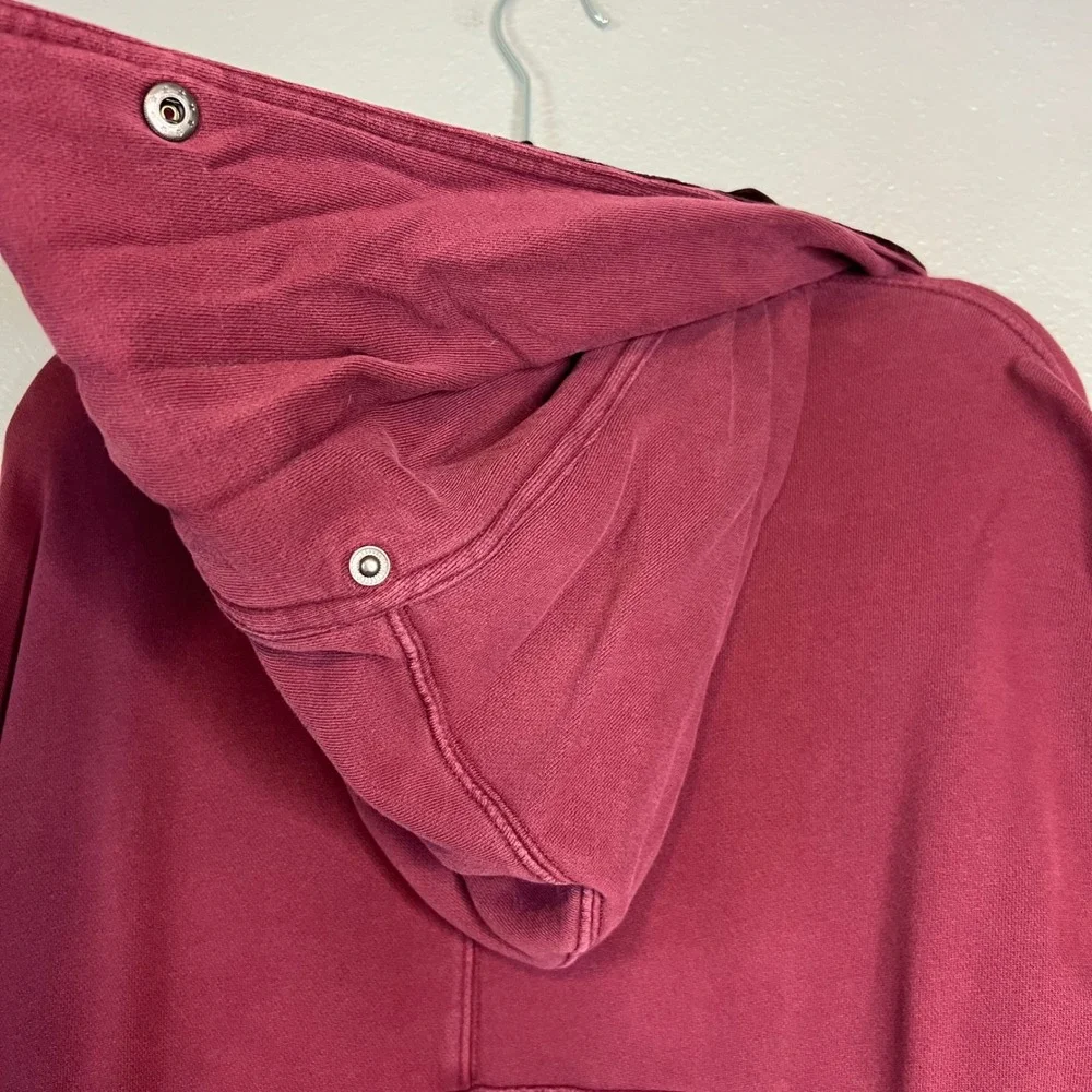 Free People Westwood Cardigan Size S Burgundy Velvet Trim Cloak Hood Dark Berry
